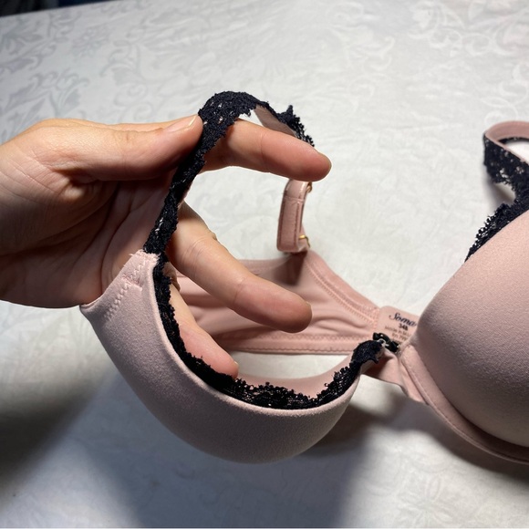 Soma Embraceable Push Up Lace Trim Pastel Pink with Black 34B Great Used Cond. - Picture 8 of 10